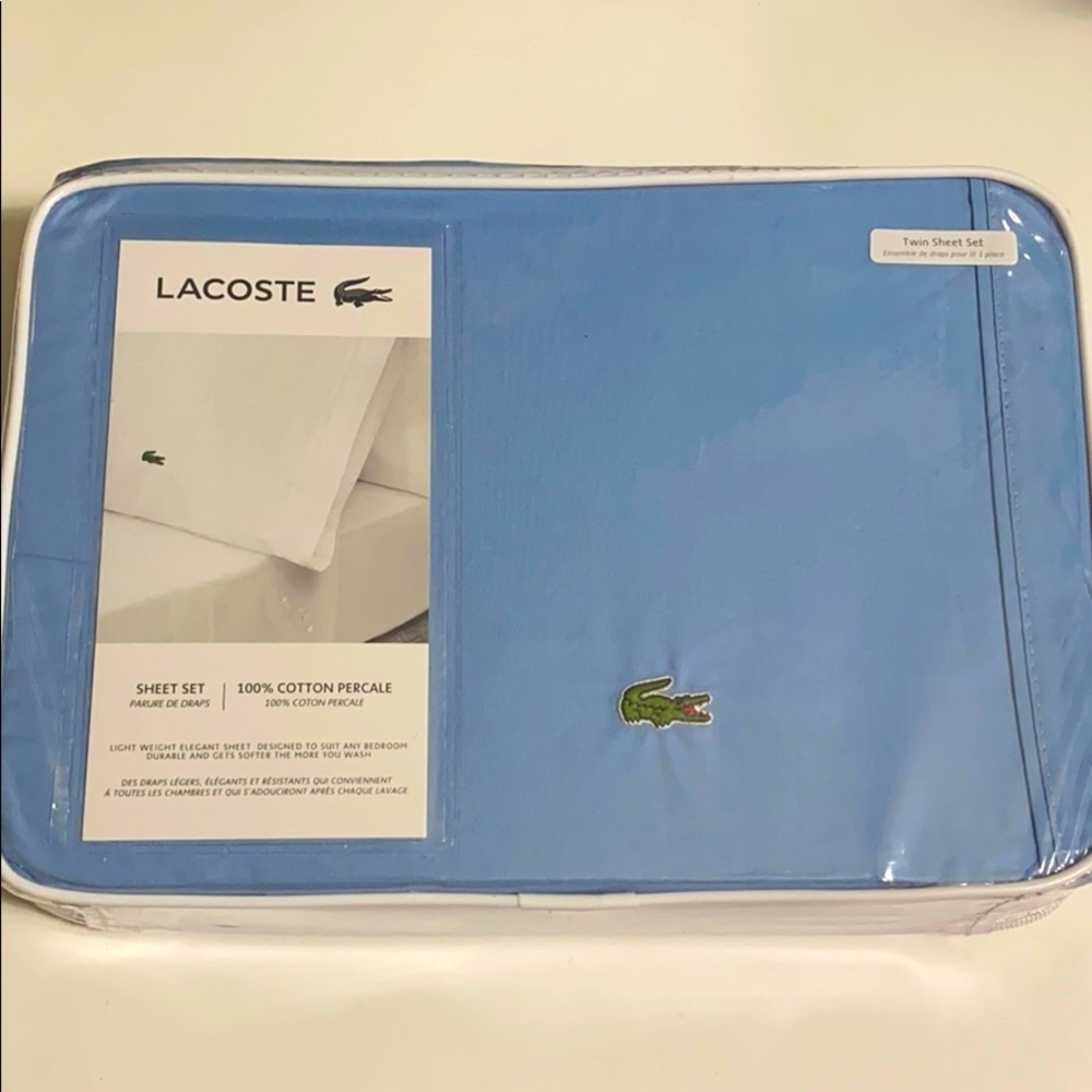NWT Lacoste blue twin sheet set